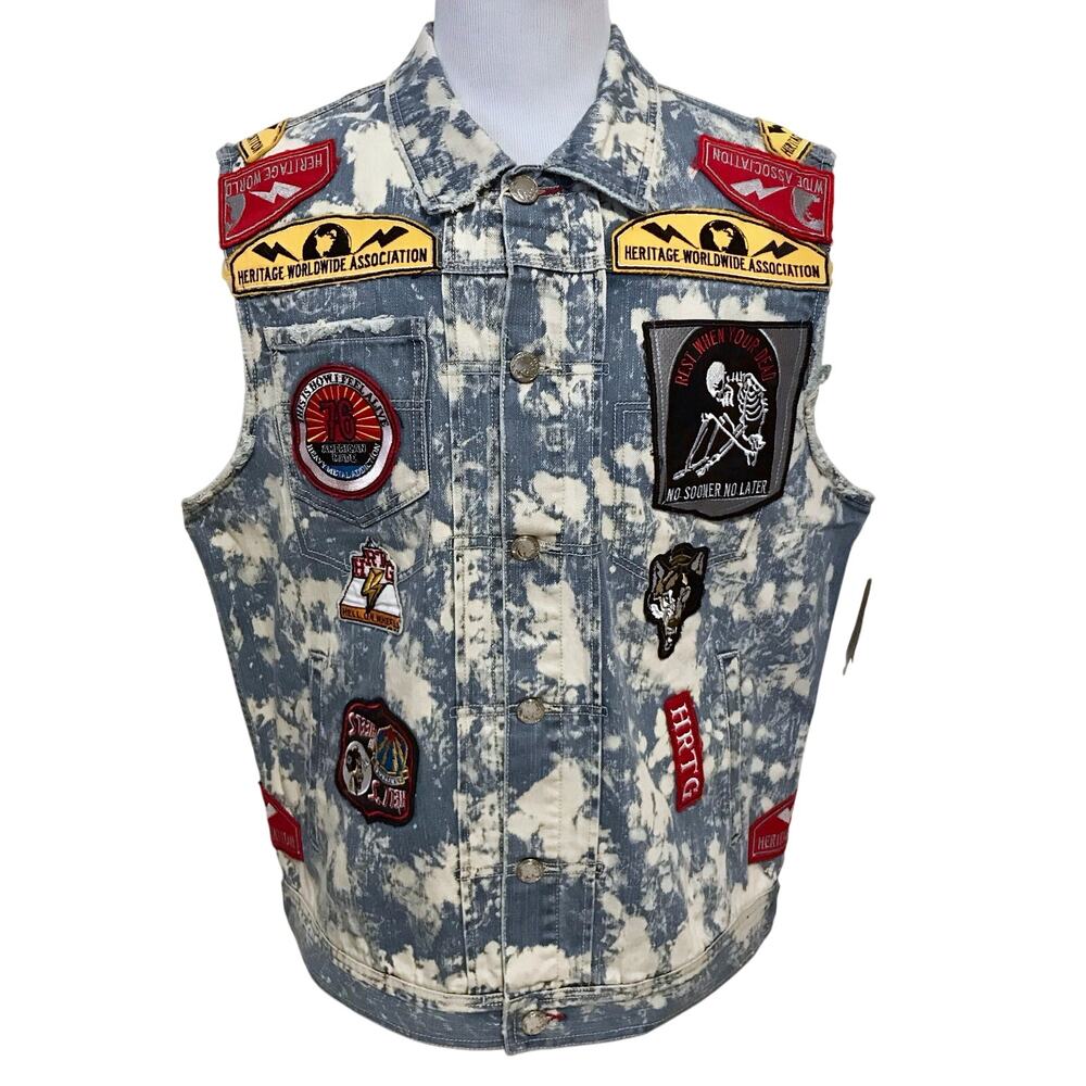 Heritage by America NWT Vest Jean Jacket Men 3X - Picture 2 of 14